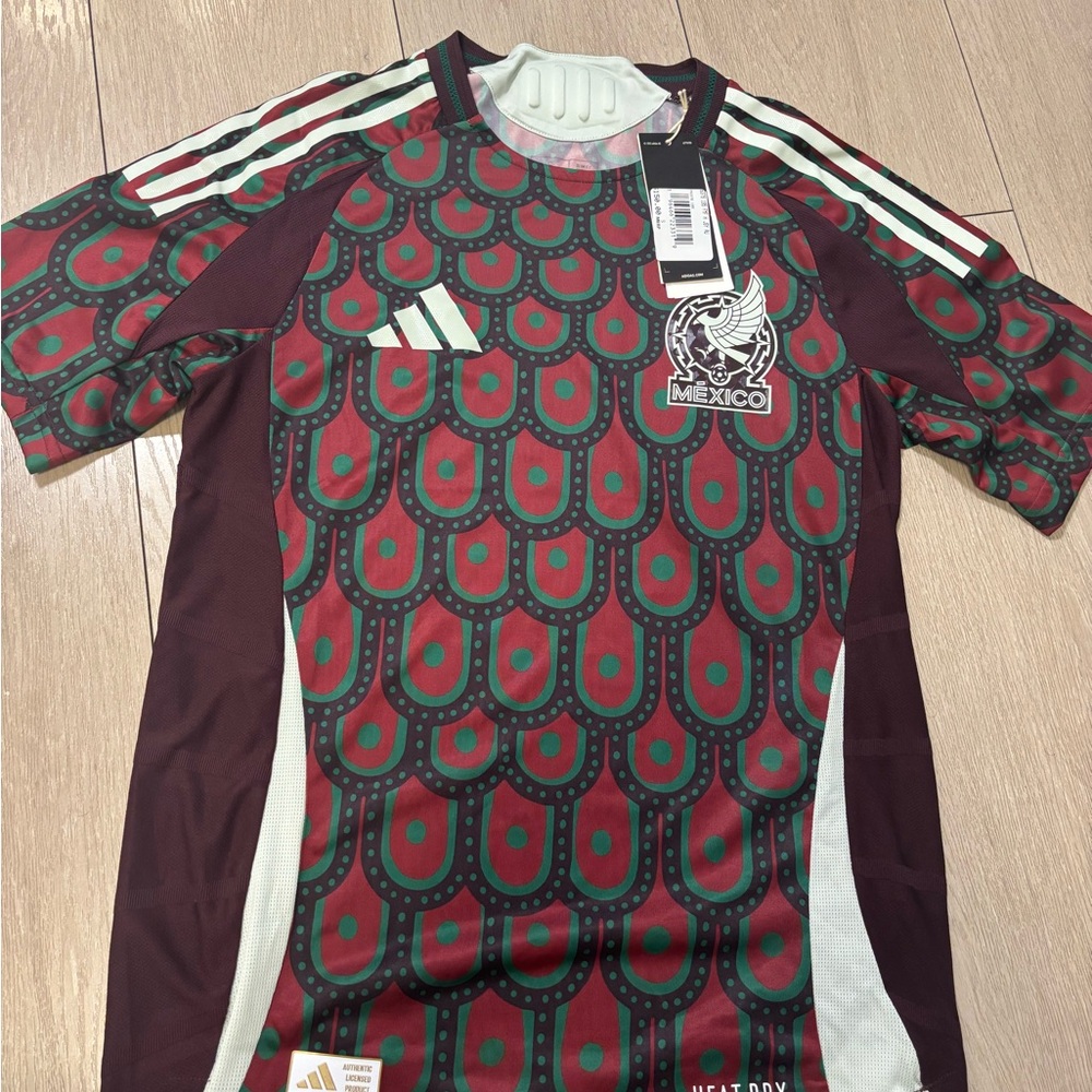 Adidas Green and Red Hexagonal Soccer Jersey